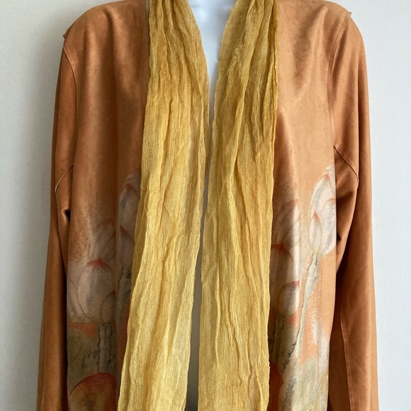 Soft Surroundings Orofino Faux Suede Open Front Watercolor Duster Jacket, Sz L - Picture 4 of 16